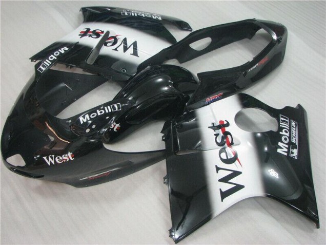 Cheap 1996-2007 Black White West Honda CBR1100XX Motorcycle Fairing Kit UK