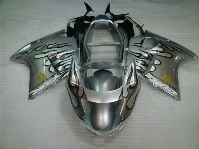 Cheap 1996-2007 Flame Silver Grey Honda CBR1100XX Motorcycle Fairings Kits UK Cheap 1996-2007 Flame Silver Grey Honda CBR1100XX Motorcycle Fairings Kits UK