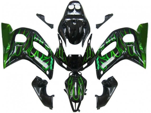 Cheap 1998-2002 Black Green Flame Yamaha YZF R6 Motorbike Fairing Kits UK Cheap 1998-2002 Black Green Flame Yamaha YZF R6 Motorbike Fairing Kits UK