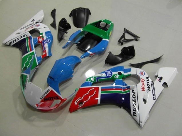 Cheap 1998-2002 Blue White Green Red Wudy Motul Dunlop Yamaha YZF R6 Bike Fairings UK Cheap 1998-2002 Blue White Green Red Wudy Motul Dunlop Yamaha YZF R6 Bike Fairings UK