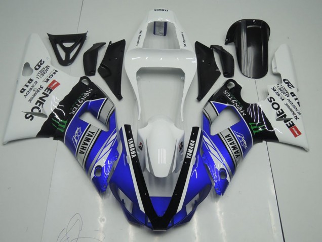 Cheap 2000-2001 Blue White ENEOS Monster Yamaha YZF R1 Motor Bike Fairings UK Cheap 2000-2001 Blue White ENEOS Monster Yamaha YZF R1 Motor Bike Fairings UK