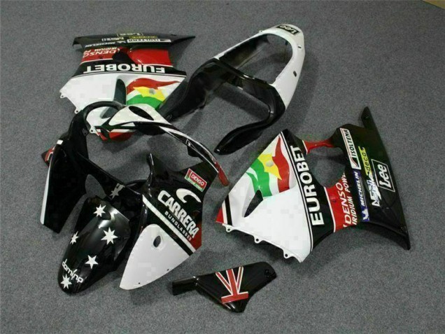 Cheap 2000-2002 Black White Eurobet Kawasaki ZX6R Bike Fairing UK