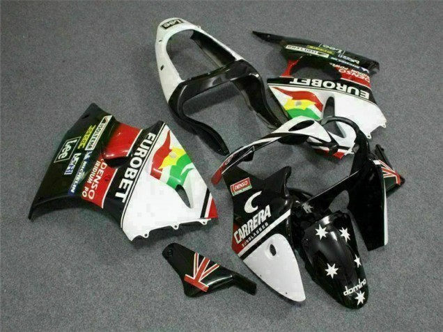 Cheap 2000-2002 Black White Eurobet Kawasaki ZX6R Bike Fairing UK
