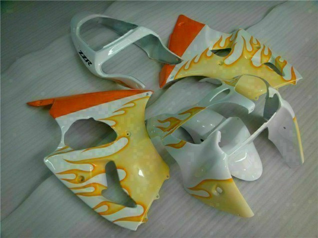 Cheap 2000-2002 White Yellow Flame Kawasaki ZX6R Bike Fairings UK Cheap 2000-2002 White Yellow Flame Kawasaki ZX6R Bike Fairings UK