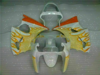Cheap 2000-2002 White Yellow Flame Kawasaki ZX6R Bike Fairings UK