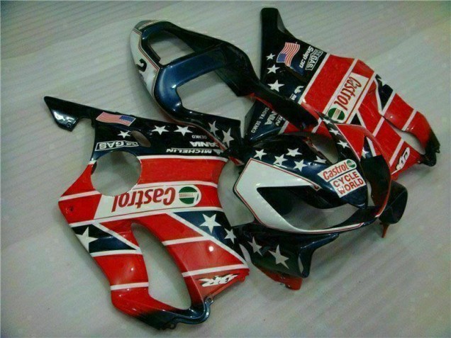 Cheap 2001-2003 Red White Blue Castrol Cycle World Honda CBR600 F4i Motorcycle Fairings Kits UK