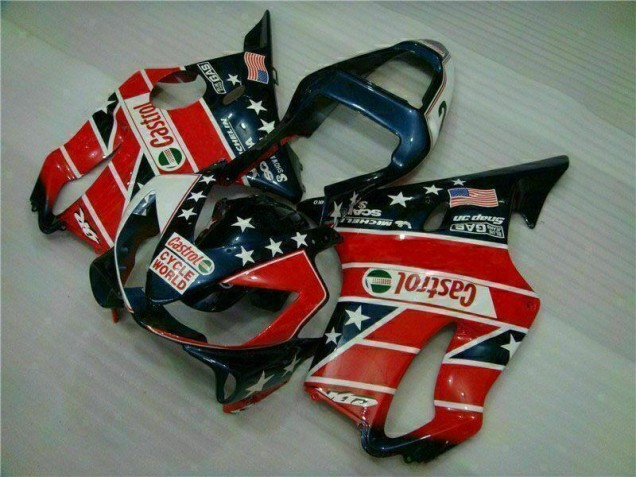 Cheap 2001-2003 Red White Blue Castrol Cycle World Honda CBR600 F4i Motorcycle Fairings Kits UK