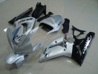 Cheap 2003-2004 Silver Black Kawasaki ZX6R Motorcycle Fairing Kit UK