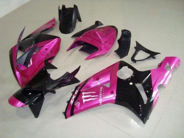 Cheap 2003-2004 Pink Black Monster Kawasaki ZX6R Bike Fairing Kit UK