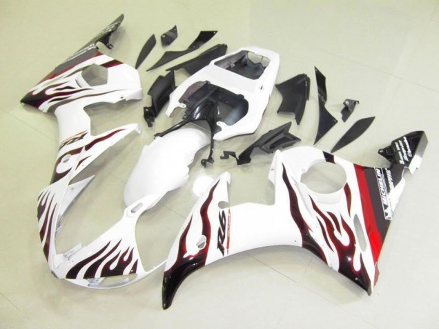 Cheap 2003-2005 White and Flame Yamaha YZF R6 Bike Fairing UK Cheap 2003-2005 White and Flame Yamaha YZF R6 Bike Fairing UK