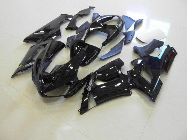 Cheap 2005-2006 Glossy Black Silver Decals Kawasaki ZX6R Motorcycle Fairings Kit UK Cheap 2005-2006 Glossy Black Silver Decals Kawasaki ZX6R Motorcycle Fairings Kit UK