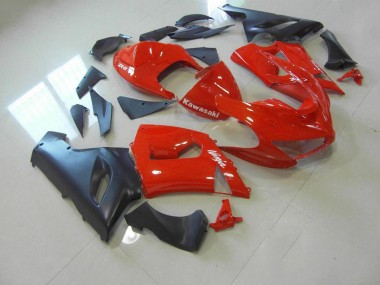 Cheap 2005-2006 Red and Matte Black Kawasaki ZX6R Bike Fairings UK