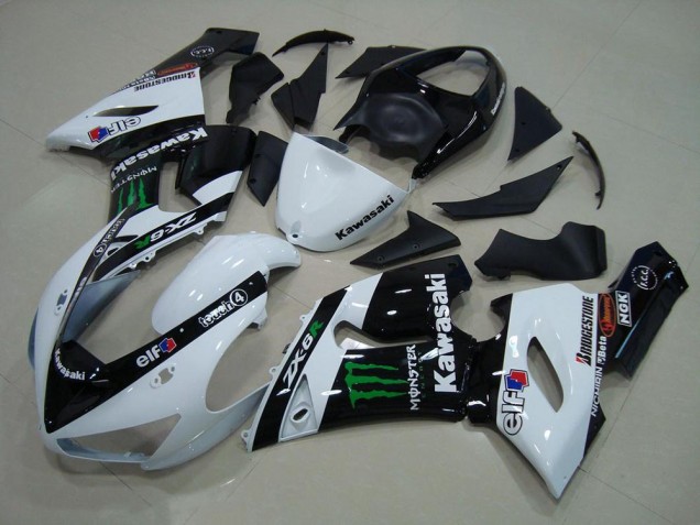 Cheap 2005-2006 White Monster Kawasaki ZX6R Motor Bike Fairings UK Cheap 2005-2006 White Monster Kawasaki ZX6R Motor Bike Fairings UK