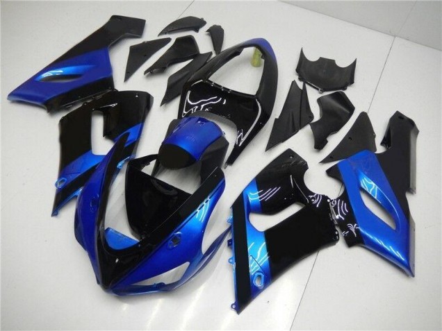 Cheap 2005-2006 Blue Black Kawasaki ZX6R Motorcycle Fairing Kits UK