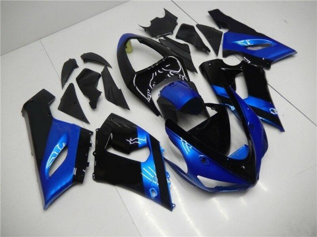 Cheap 2005-2006 Blue Black Kawasaki ZX6R Motorcycle Fairing Kits UK