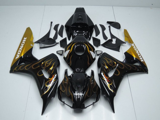 Cheap 2006-2007 Black Gold Flame Honda CBR1000RR Motor Bike Fairings UK Cheap 2006-2007 Black Gold Flame Honda CBR1000RR Motor Bike Fairings UK