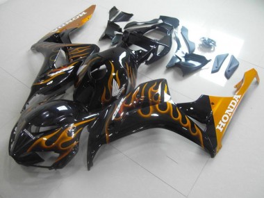 Cheap 2006-2007 Gold Flame Honda CBR1000RR Motorcycle Fairings Kits UK