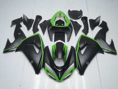 Cheap 2006-2007 Matte Black with Green Line Kawasaki ZX10R Motorcycle Fairing Kits UK