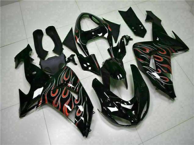 Cheap 2006-2007 Black Red Flame Kawasaki ZX10R Motorcyle Fairings UK Cheap 2006-2007 Black Red Flame Kawasaki ZX10R Motorcyle Fairings UK