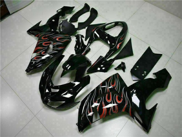 Cheap 2006-2007 Black Red Flame Kawasaki ZX10R Motorcyle Fairings UK Cheap 2006-2007 Black Red Flame Kawasaki ZX10R Motorcyle Fairings UK