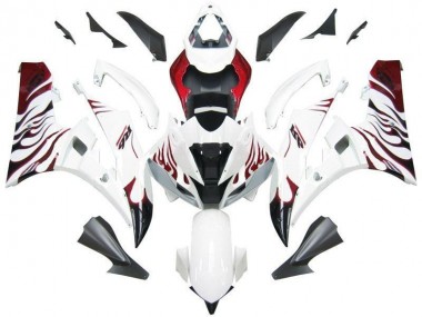Cheap 2006-2007 White Red Flame Yamaha YZF R6 Motorcycle Fairing UK