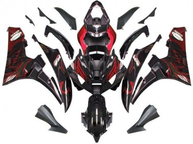 Cheap 2006-2007 Black Red Flame Yamaha YZF R6 Bike Fairing UK