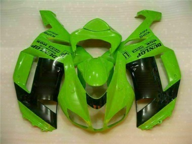 Cheap 2007-2008 Green Black Dunlop Kawasaki ZX6R Motorbike Fairing Kits UK