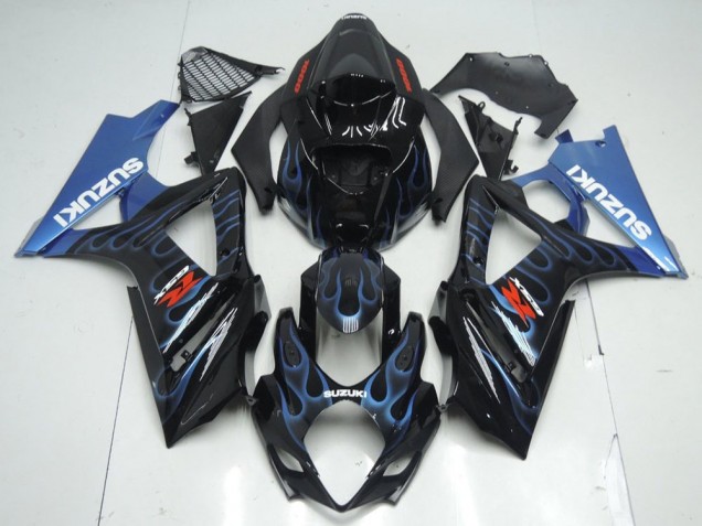 Cheap 2007-2008 Black Blue Flame Suzuki GSXR 1000 K7 Motorcycle Fairing Kit UK Cheap 2007-2008 Black Blue Flame Suzuki GSXR 1000 K7 Motorcycle Fairing Kit UK