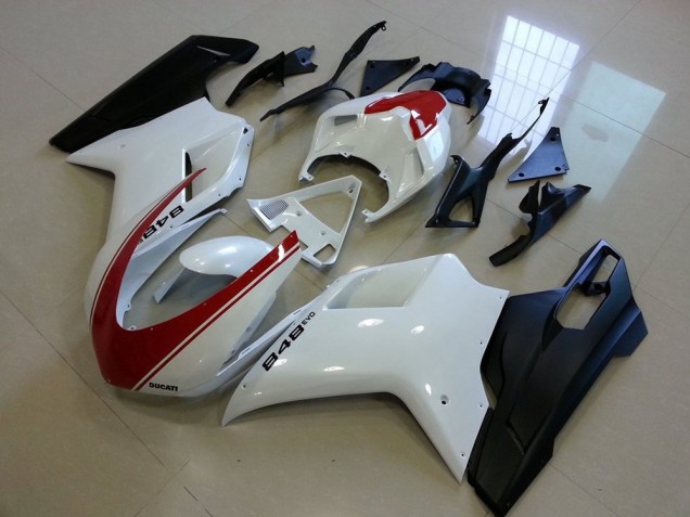 Cheap 2007-2014 Matte Black White with Red Stripe Ducati 848 1098 1198 Bike Fairings UK Cheap 2007-2014 Matte Black White with Red Stripe Ducati 848 1098 1198 Bike Fairings UK