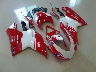 Cheap 2007-2014 Red and White Air Ducati 848 1098 1198 Motorbike Fairing UK
