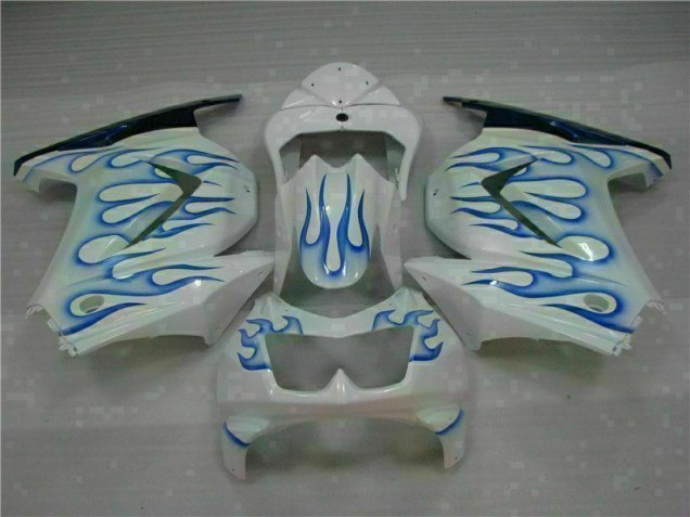 Cheap 2008-2012 White Blue Flame Kawasaki EX250 Motorcycle Bodywork UK Cheap 2008-2012 White Blue Flame Kawasaki EX250 Motorcycle Bodywork UK