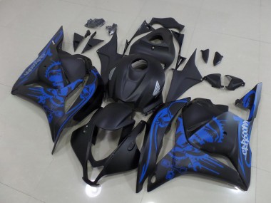 Cheap 2009-2012 Matte Black Blue Skull Honda CBR600RR Motorcycle Fairings Kit UK