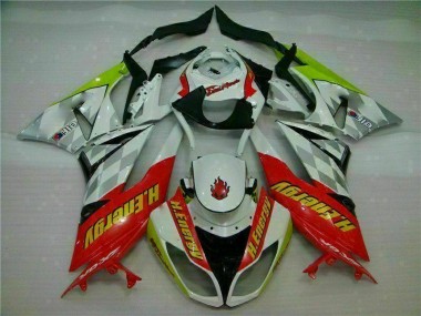 Cheap 2009-2012 White Red H. Energy Kawasaki ZX6R Motorcycle Fairings Kit UK