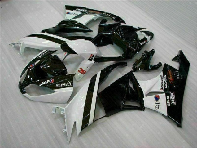 Cheap 2009-2012 Black White 3M Touch4 Kawasaki ZX6R Bike Fairings UK Cheap 2009-2012 Black White 3M Touch4 Kawasaki ZX6R Bike Fairings UK