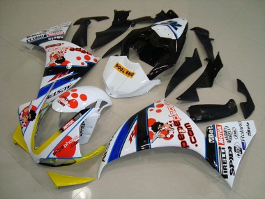 Cheap 2012-2014 White Black Pepe Phone Yamaha YZF R1 Motorcycle Fairings Kit UK