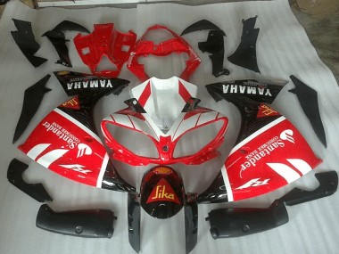 Cheap 2012-2014 Red White and Black Graphic Yamaha YZF R1 Motorbike Fairing UK