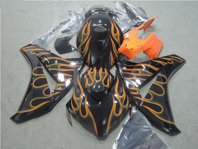 Cheap 2008-2011 Black Orange Flame Honda CBR1000RR Motorcycle Fairings Kit UK