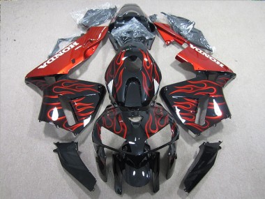 Cheap 2005-2006 Black Red Flame Honda CBR600RR Motorcycle Fairings Kits UK