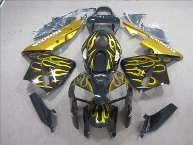 Cheap 2005-2006 Black Yellow Flame Honda CBR600RR Motorcycle Fairing Kits UK