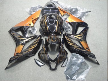 Cheap 2007-2008 Black Orange Flame Honda CBR600RR Motorcycle Fairing UK