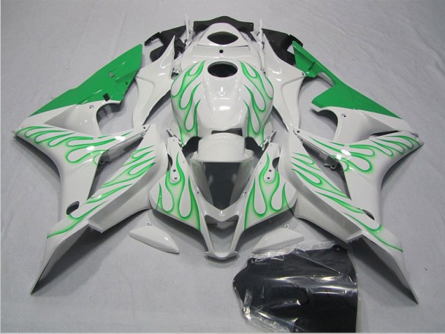 Cheap 2007-2008 White Green Flame Honda CBR600RR Motorcycle Fairings Kits UK Cheap 2007-2008 White Green Flame Honda CBR600RR Motorcycle Fairings Kits UK