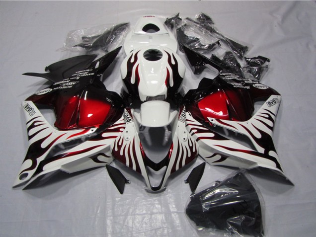 Cheap 2009-2012 White Black Red Flame Honda CBR600RR Replacement Fairings UK Cheap 2009-2012 White Black Red Flame Honda CBR600RR Replacement Fairings UK