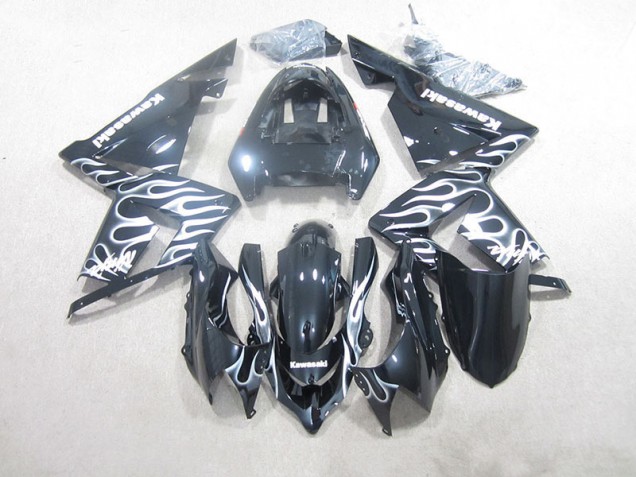 Cheap 2003-2005 Black White Flame Kawasaki ZX10R Motorcycle Fairings UK Cheap 2003-2005 Black White Flame Kawasaki ZX10R Motorcycle Fairings UK