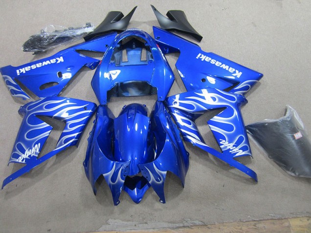Cheap 2003-2005 Blue White Flame Kawasaki ZX10R Bike Fairings UK Cheap 2003-2005 Blue White Flame Kawasaki ZX10R Bike Fairings UK