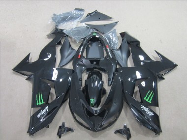 Cheap 2006-2007 Black Green Monster Ninja Kawasaki ZX10R Motorcycle Fairings Kit UK