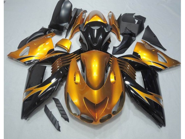 Cheap 2006-2011 Black Gold Kawasaki ZX14R ZZR1400 Motorcycle Bodywork UK Cheap 2006-2011 Black Gold Kawasaki ZX14R ZZR1400 Motorcycle Bodywork UK