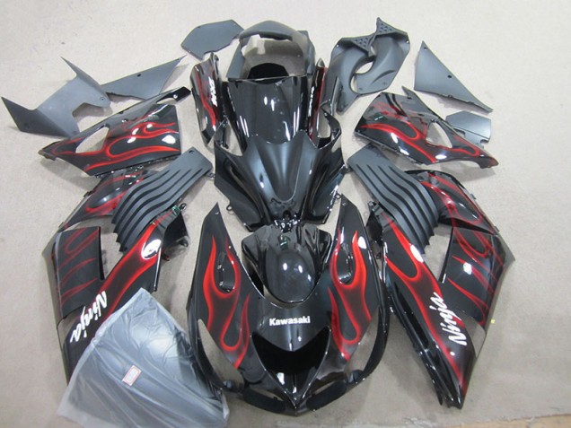 Cheap 2006-2011 Black Red Flame Ninja Kawasaki ZX14R ZZR1400 Motorcyle Fairings UK Cheap 2006-2011 Black Red Flame Ninja Kawasaki ZX14R ZZR1400 Motorcyle Fairings UK