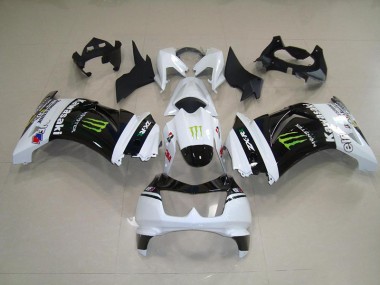 Cheap 2008-2012 Black White Monster Kawasaki ZX250R Motorbike Fairing UK