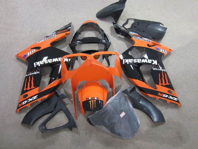 Cheap 2003-2004 Black Orange Monster Kawasaki ZX6R Motorbike Fairings UK Cheap 2003-2004 Black Orange Monster Kawasaki ZX6R Motorbike Fairings UK