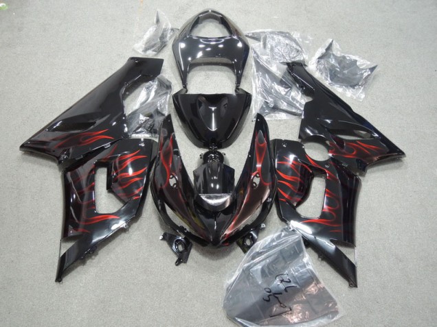 Cheap 2005-2006 Black Red Flame Kawasaki ZX6R Bike Fairing Kit UK Cheap 2005-2006 Black Red Flame Kawasaki ZX6R Bike Fairing Kit UK